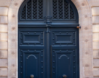 Paris Photograph - Navy Blue Door, Parisian Travel Fine Art Photograph, Home Decor, Wall Art