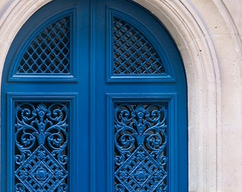 Paris Photograph - Blue Door 33, French Decor, Architectural Fine Art Photograph, Urban Home Decor