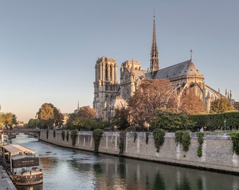 Notre-Dame tôt le matin, photographie d'art de Paris, décoration de Paris, grande oeuvre d'art murale, décoration murale urbaine