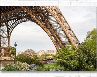 Paris Photography on Canvas - Eiffel Tower Arch-Horizontal, Classic Paris Architecture, Gallery Wrapped Canvas, Large Wall Art