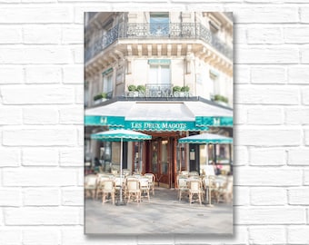 Paris Photography on Canvas - Les Deux Magots, Paris Cafe, Gallery Wrapped Canvas, French Home Decor,  Kitchen Decor, Large Wall Art