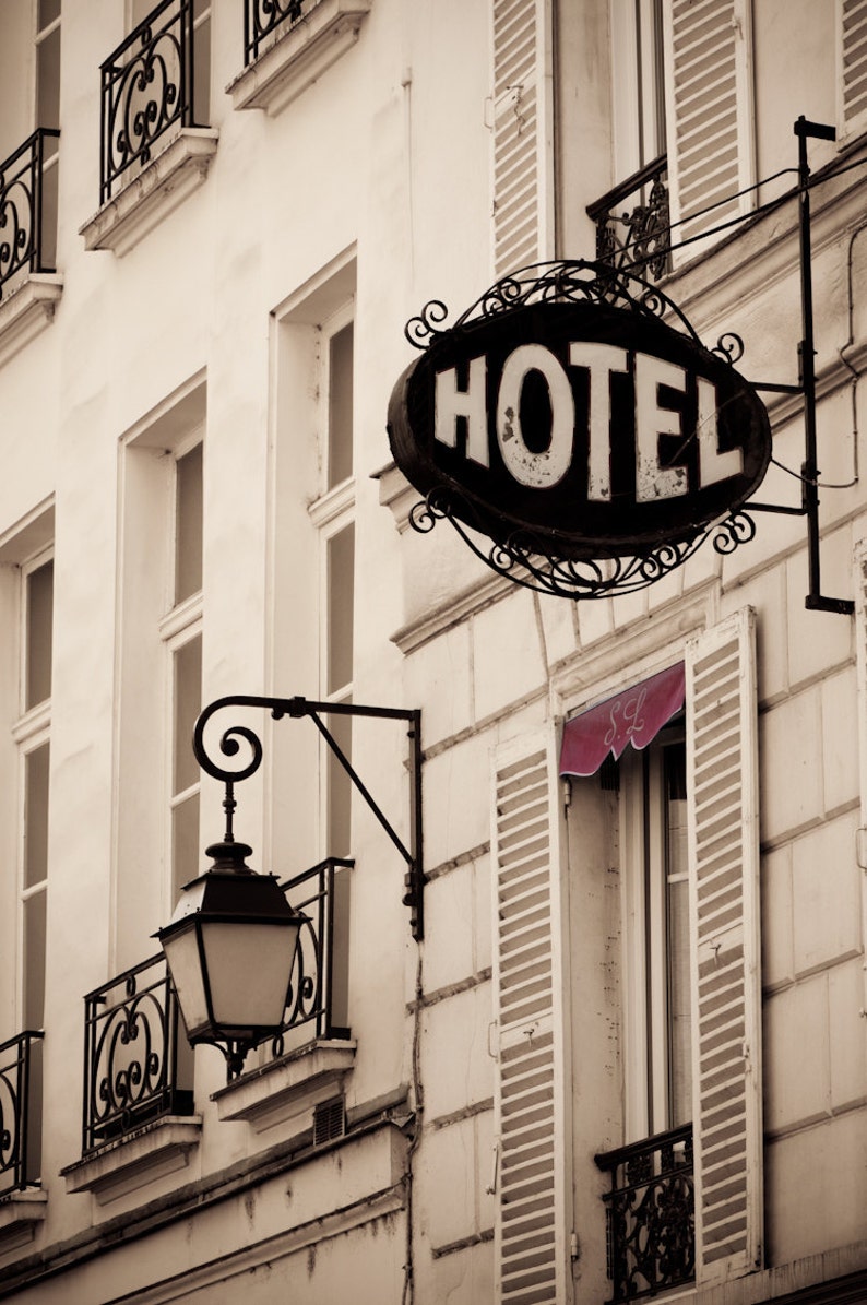 Paris Photography Street Scene, Paris decor, Hotel, Architectural Fine Art Photograph, Urban Home Decor image 1