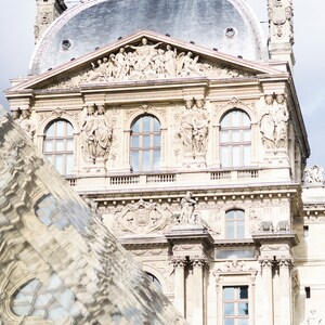 Paris Photograph - Louvre Reflections, Paris Architecture Fine Art Photograph, Neutral Decor, Large Wall Art, Home Decor