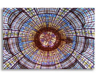 Paris Photograph on Canvas - Stained Glass Ceiling Printemps, Gallery Wrapped Canvas, Paris Urban Decor, Large Wall Art