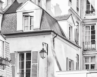 Paris Black and White Photograph - Classic buildings in the Marais, Architectural Fine Art Photograph, Urban Home Decor, Wall Art