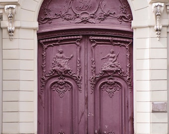 Paris Photo - Purple Door, Parisian Architecture Fine Art Photograph, Home Decor, Large Wall Art