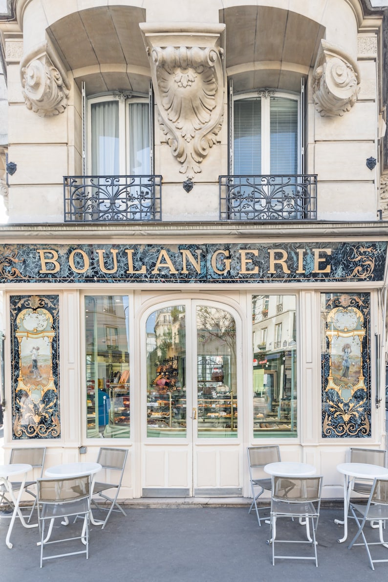 Paris Photograph Boulangerie Bo, French bakery, Patisserie, Paris, France, Kitchen Art, Wall Decor image 1