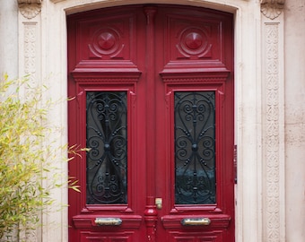 Paris Photograph - Red Door Number Three, Fine Art Photograph, Parisian Home Decor, French Wall Art