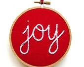Joy Christmas Tree Ornament Hand Embroidered