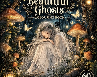 60 Beautiful Ghost Coloring Pages | Cute & Aesthetic Spooky Coloring Book | Whimsical Gothic and Cozy Scenes | Instant Download
