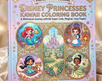 60 Kawaii Princess Coloring Pages | Cute Fairy Tale Princess Coloring Book | Magical Girls and Fantasy Scenes | Instant Download