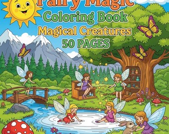 50 Fairy Magic Coloring Pages | Cute Fantasy Fairy Coloring Book | Magical Scenes & Enchanted Creatures | Printable PDF | Instant Download