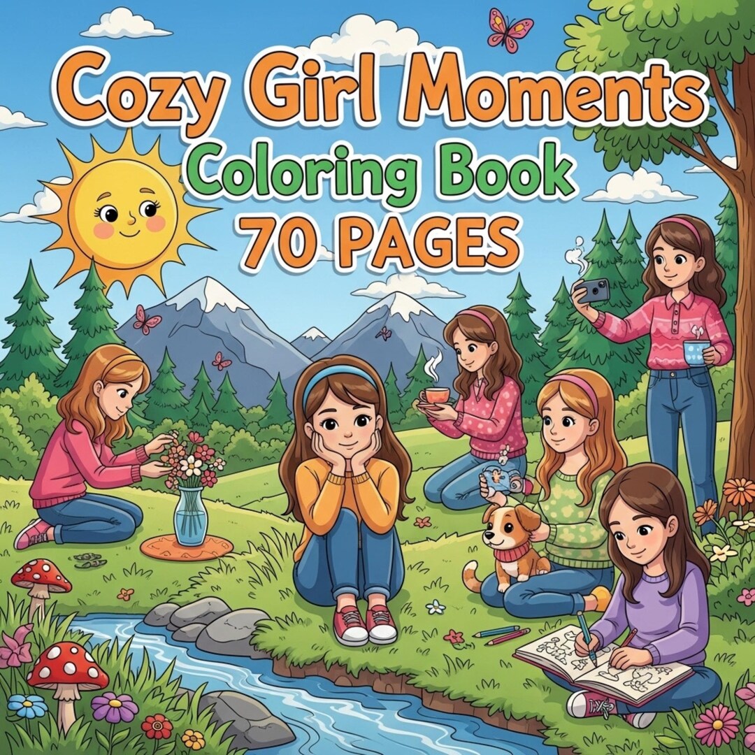 70 Cozy Girl Moments Coloring Pages | Cute Lifestyle & Relaxing Scenes ...