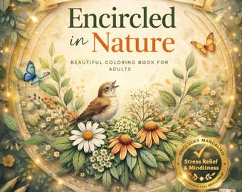 60+ Botanical Coloring Pages for Adults | Hand Drawn Nature Circles Coloring Book | Floral & Plant Mandala Designs | Printable PDF Download
