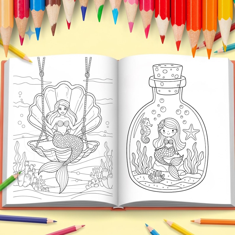 50+ Mermaid Coloring Pages for Kids | Cute Mermaid Coloring Book ...