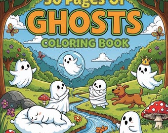 50 prachtige spookkleurplaten | Leuk en spookachtig spookkleurboek | Grillige Halloween-kleurplaten | Afdrukbare pdf | Downloaden