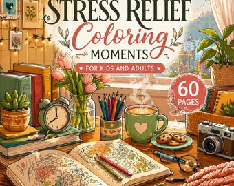 60 Daily Routine Coloring Pages | Lifestyle & Self Care Coloring Book | Stress Relief and Relaxing Scenes | Printable PDF | Instant Download