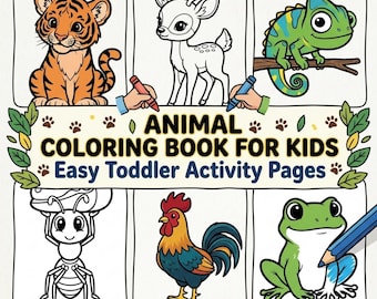 100 Animal Coloring Pages for Kids | Easy Toddler Coloring Book | Cute Animals Coloring Sheets | Preschool Activity | Printable PDF