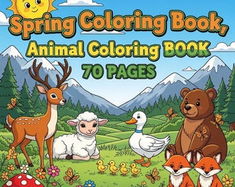 70 Spring Coloring Pages for Kids & Adults | Cute Floral and Nature Coloring Book | Printable Spring Coloring Sheets | Instant Download PDF