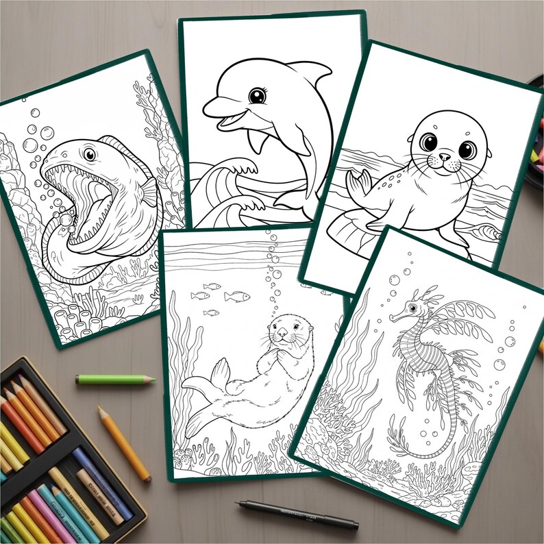 120 Cute Ocean Animals Coloring Pages | Sea Life Coloring Book for Kids ...
