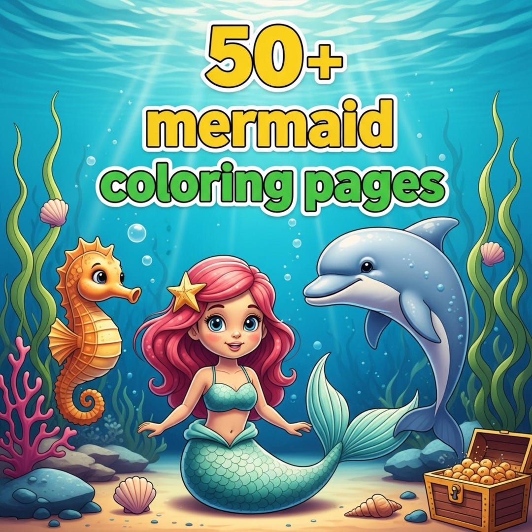 50+ Mermaid Coloring Pages for Kids | Cute Mermaid Coloring Book ...