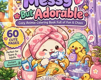 60 Cozy Animal Friends Coloring Pages | Cute Cozy Illustrations Coloring Book | Adorable Little Animals & Hygge Scenes | PDF Download