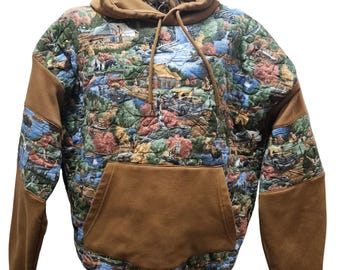 Upcycled Quilted Hoodie for Outdoorsman