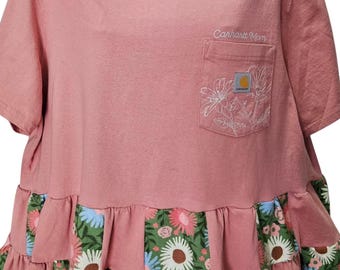 Upcycled Darling Ruffled Carhartt MOM Shirt size XL