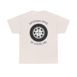 May include: A white t-shirt with a black tire graphic and the text "GATEWAY IPMS ST. LOUIS, MO" printed on the back.