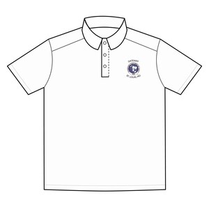 May include: White polo shirt with short sleeves and a collared neckline. The shirt features a three-button placket and a logo on the left chest that reads "GATEWAY ST. LOUIS, MO" in a circular design.