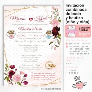 Invitación combinada de boda y bautizo (niño y niña) ***FORMATO DIGITAL***