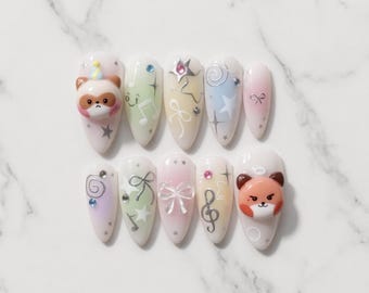 ZB1 Inspired Kpop Press On Nails, Pastel Kawaii Nails, Zerobaseone Bias Nails, Cute Idol Nail Set, Y2K Korean Style Nails