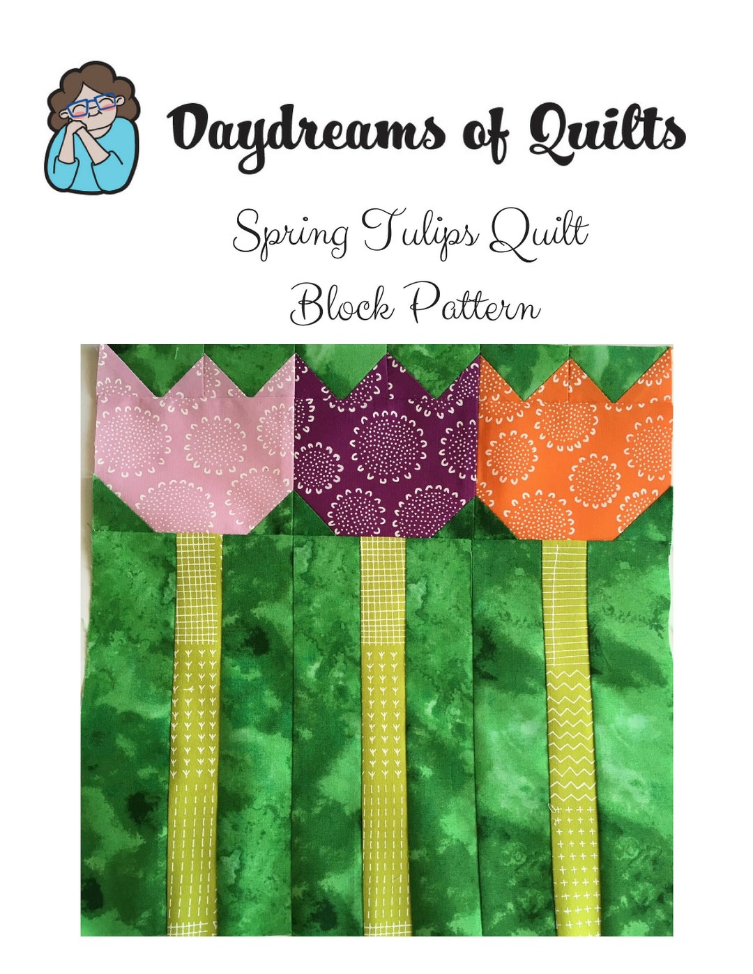 Spring Tulips Quilt Block Pattern Digital Quilt Block PDF - Etsy