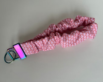 Knitting Themed Scrunchie Key Chain, Fabric Key Fob
