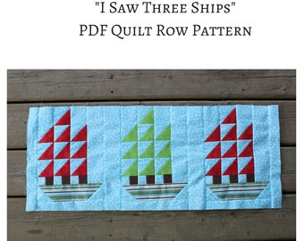 Three Ships PDF Quilt Row Pattern