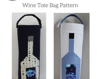 Wine Tote Bag Pattern, PDF bag pattern, wine tote, wine quilt block, wine quilt block tote, wine gift bag pattern, wine bag pattern