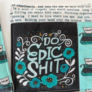 Typewriter Themed Sweary Coffee Drink Coasters set of Four quilted image 4