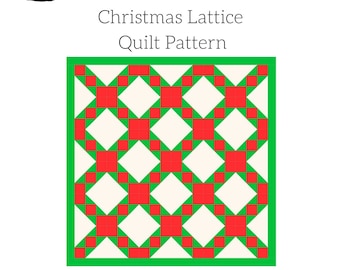 Christmas Lattice Quilt Pattern, Twin Quilt Pattern, Large Throw PDF Pattern, Cocoa or Coffee Mug Applique Quilt