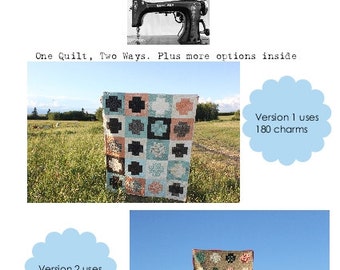 Modern Plus Quilt PDF pattern, Charm Pack Quilt Pattern