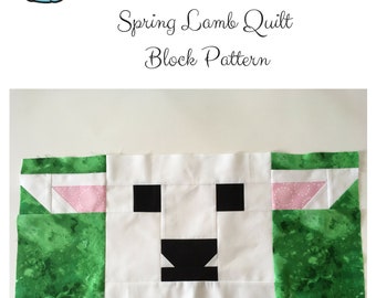 Spring Lamb Quilt Block Pattern, digital quilt block PDF pattern