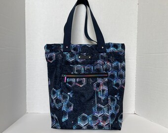 Bee Themed Large Water Resistant Project Bag, Tote Bag, Knitting Bag