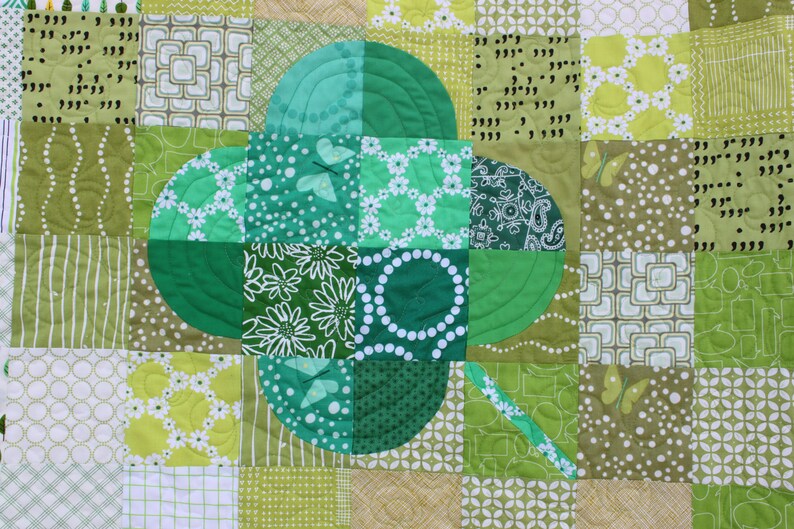 St. Patrick's Day Quilt Pattern Drunkard's Shamrock in a Pixel Heart image 3