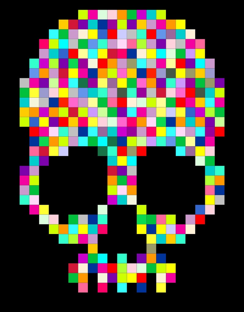 Pixel Skull Quilt Pattern, Charm Square Quilt, Scrap Buster Quilt Pattern, Modern Quilt Pattern image 2