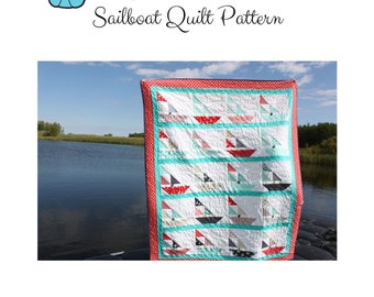 Sail Boat Quilt Pattern, Large Throw PDF Pattern