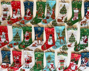 Mini Advent Calendar Stockings Set of 24 with Numbers, Christmas Countdown