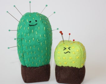 Pincushion Pattern, Cute Cactus, Kawaii Cacti, Wool Felt Pincushion Pattern, embroidered pincushion pattern, PDF pattern, cactus pincushion