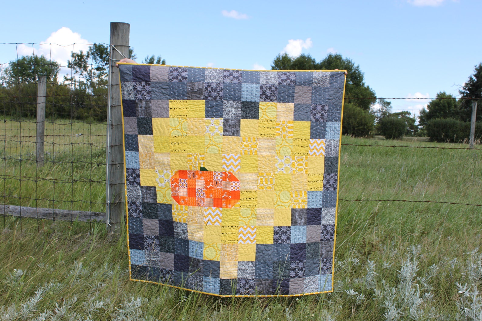 Fall Quilt Pattern Easy Autumn Quilt Pixel Pumpkin in a | Etsy