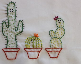 Cactus Embroidery Pattern, Cute Cactus, Kawaii Cactus, PDF Embroidery Pattern, plant embroidery pattern, ball cactus pattern, prickly pear