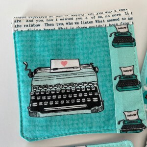 Typewriter Themed Sweary Coffee Drink Coasters set of Four quilted image 6