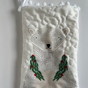 Quilted Christmas Stocking, Personalized Stocking, Santa, Polar Bear, Snowman, Deer image 2